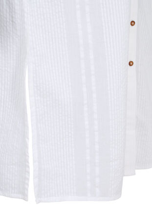 Cotton shirt dress with 3/4 sleeves, Bright White, Packshot image number 3