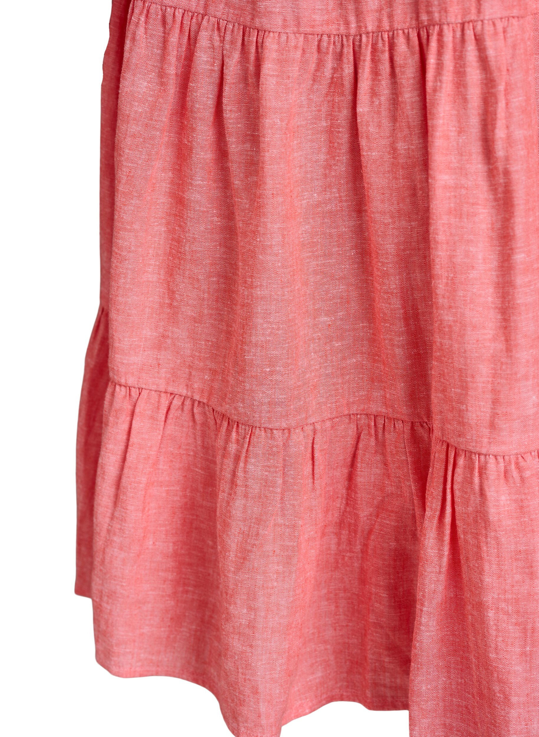 Zizzifashion Knee-length A-line dress in linen and viscose, Coral, Packshot image number 3