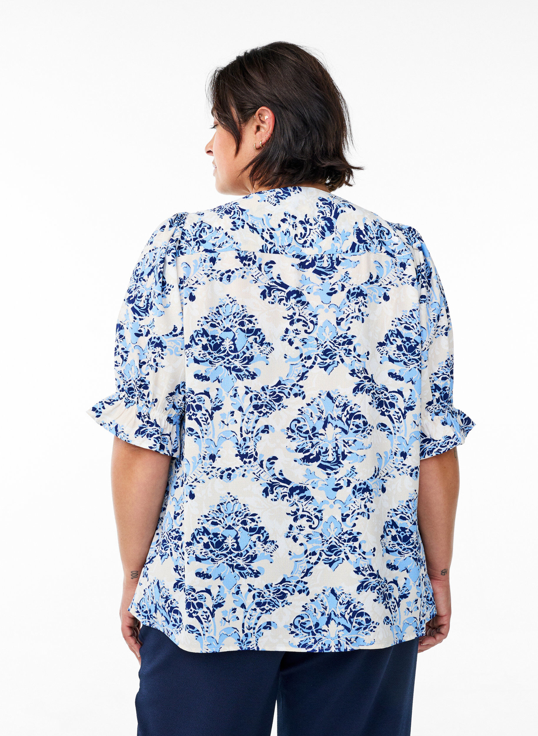 Zizzifashion Shirt blouse with 1/2 sleeves, Beige, Model image number 2