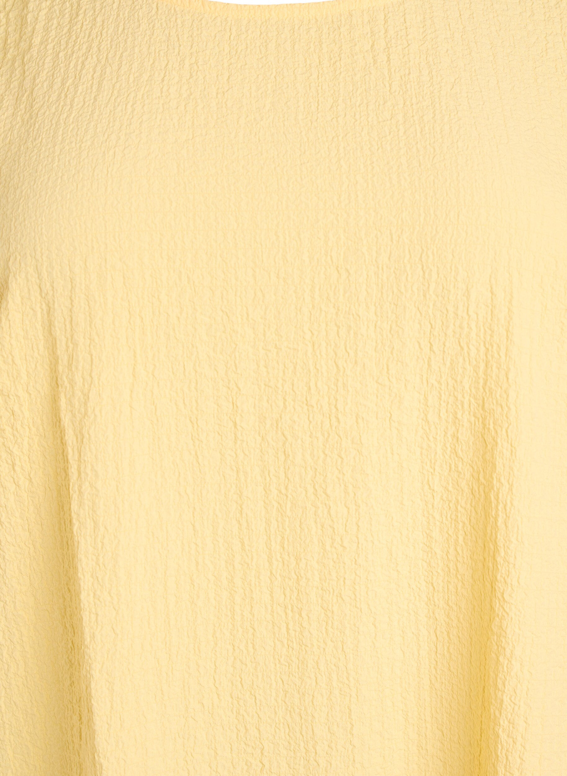 Zizzifashion Short dress with a crinkled texture and short sleeves, Yellow, Packshot image number 2