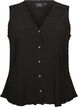 Sleeveless top with a wavy texture and button fastening, Black, Packshot image number 0