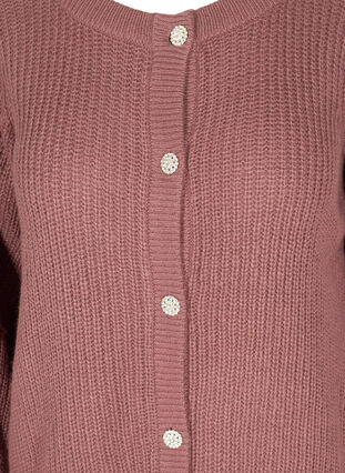 Short rib-knit cardigan with button fastening, Rose Taupe as sample, Packshot image number 2