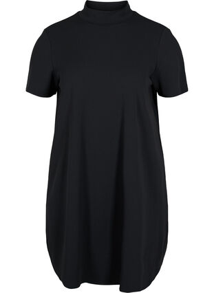 Short sleeve dress with high neck, Black, Packshot image number 0