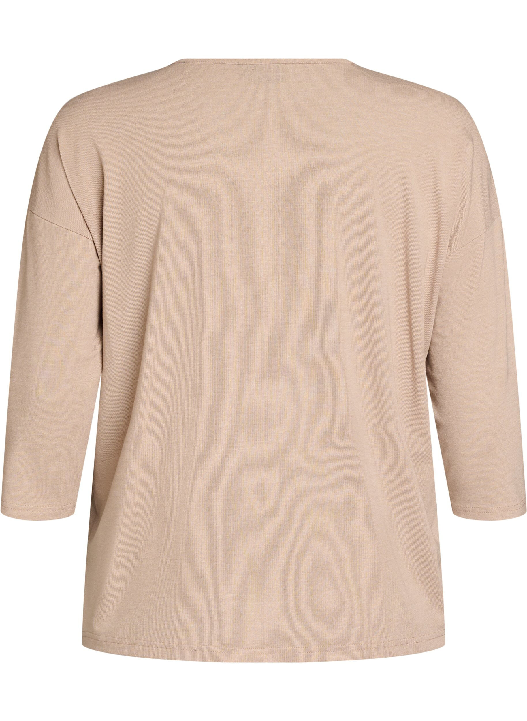 ZizzifashionJersey blouse with 3/4 sleeves, Beige, Packshot image number 1