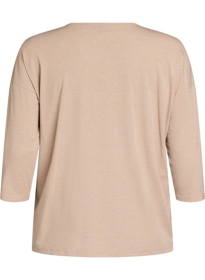 Jersey blouse with 3/4 sleeves, Beige, Packshot image number 1