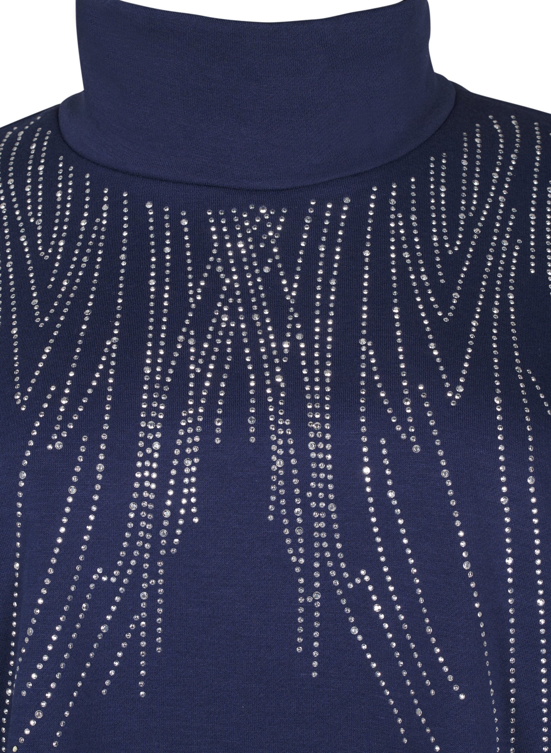 Zizzifashion Sweatshirt with high neck and rhinestones, Naval Academy, Packshot image number 2