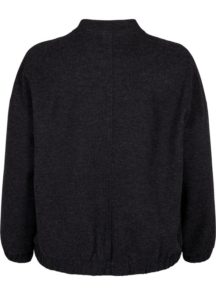 Wool-look bomber jacket with pockets, Dark Grey Melange, Packshot image number 1