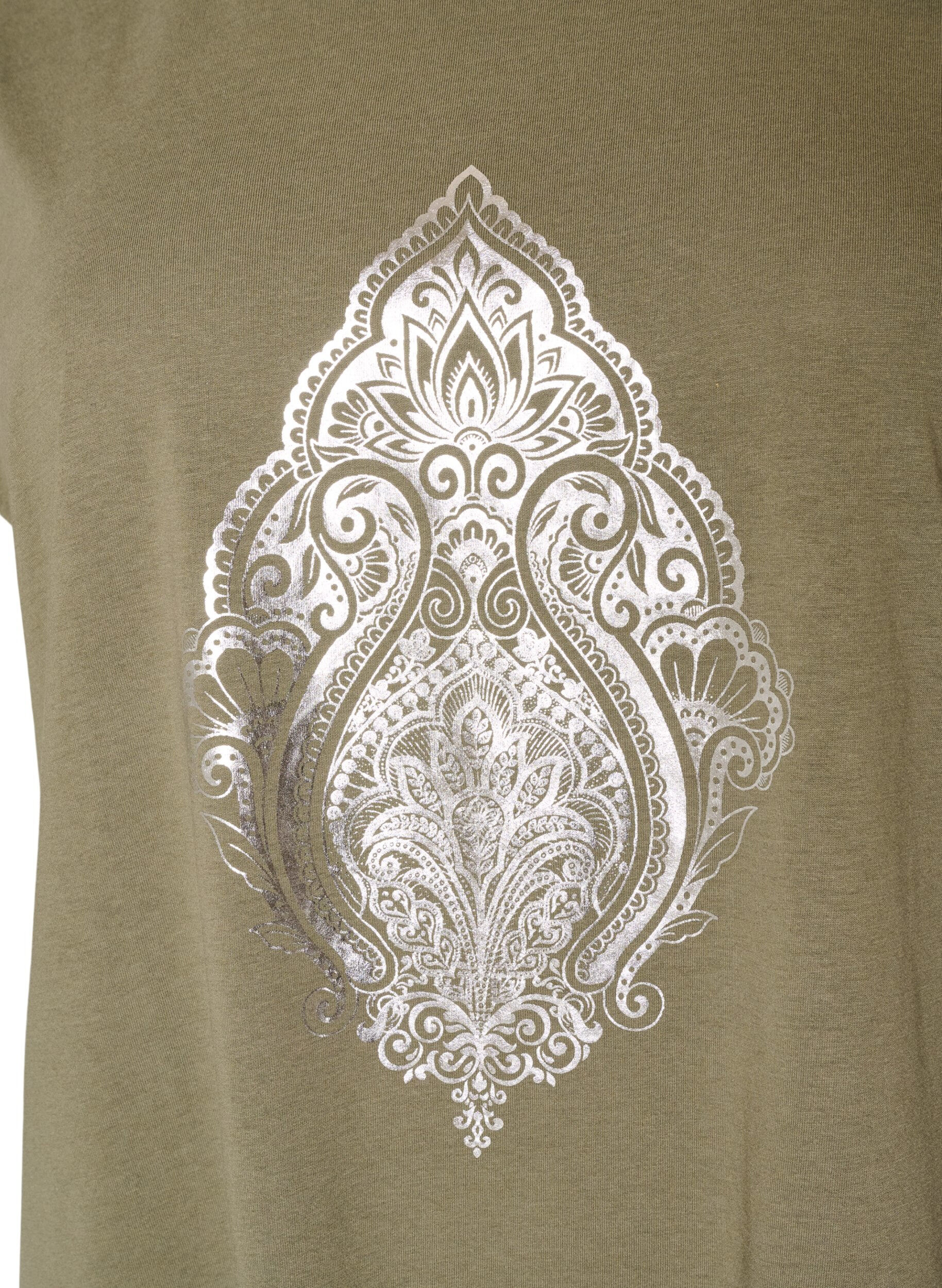 ZizzifashionT-shirt with decorative front print, Green, Packshot image number 2