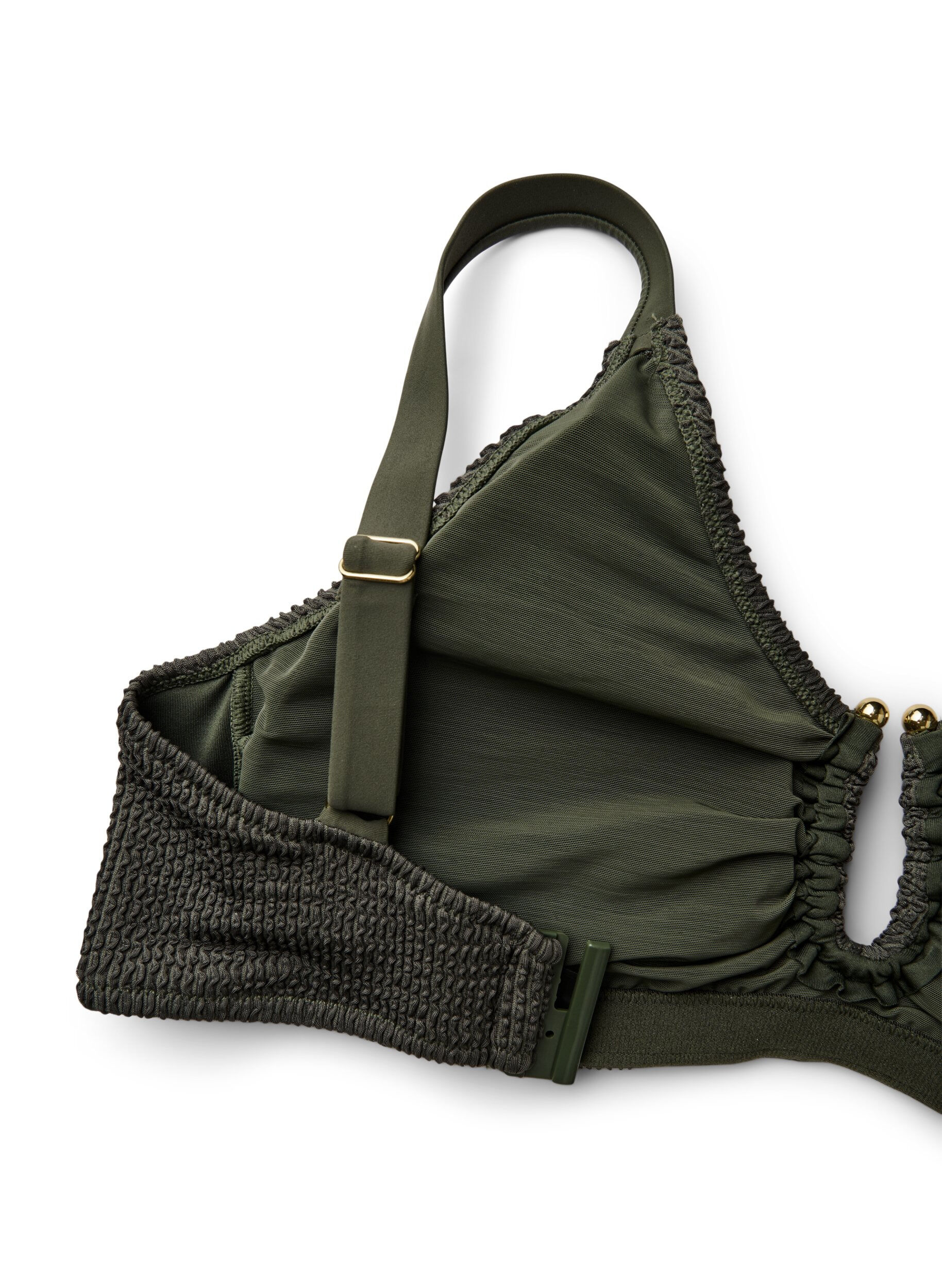 Zizzifashion Bikini top with texture and an elegant detail, Green, Packshot image number 3