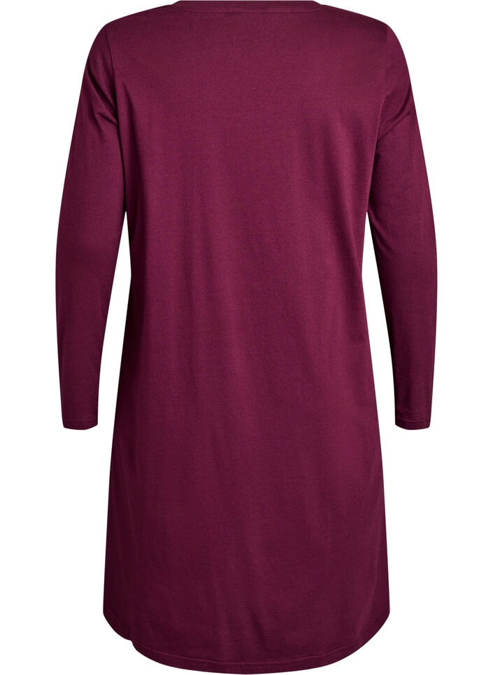 Long-sleeved nightgown in organic cotton, Red, Packshot image number 1