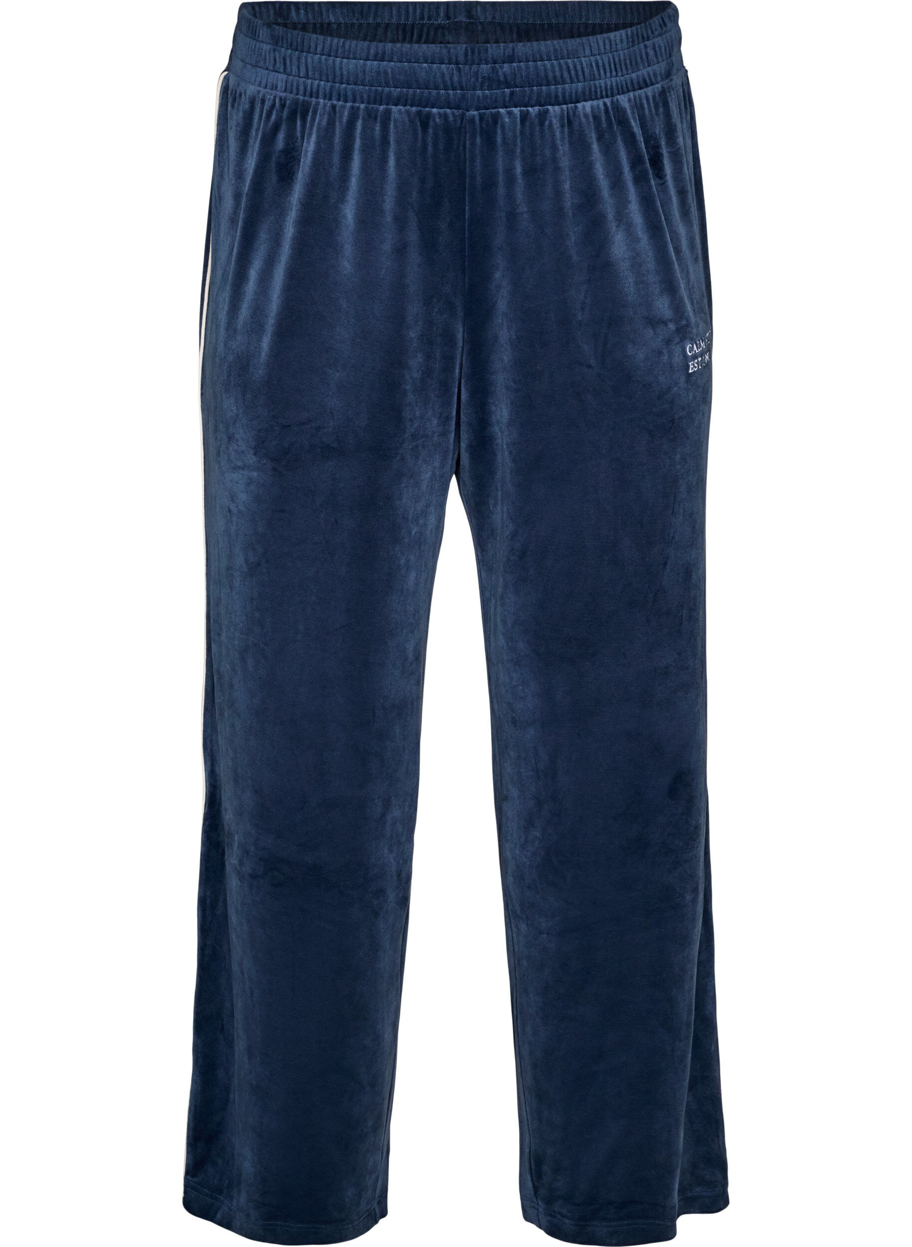 ZizzifashionVelour trousers with contrast piping, Blue, Packshot image number 0