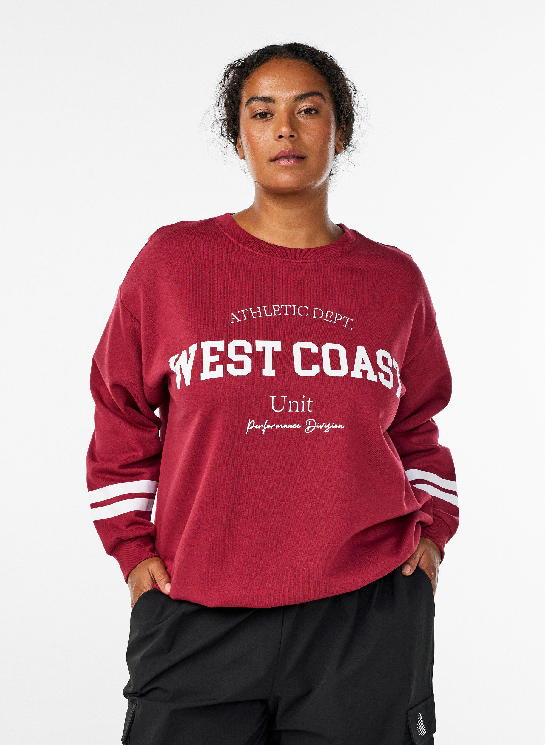 Sweatshirt with statement detail, Red, Model