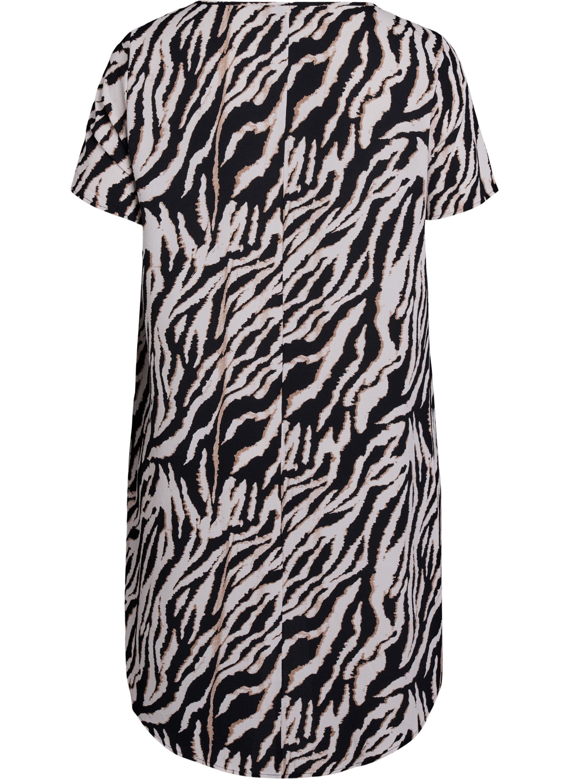 Zizzifashion Dress with print and short sleeves, Black, Packshot image number 1