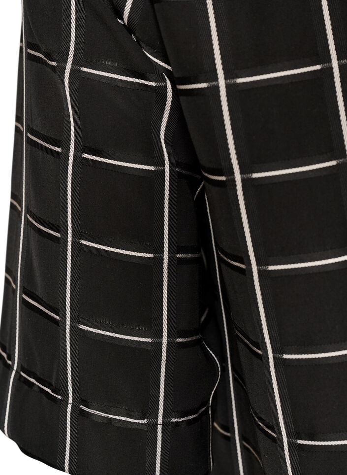 Checked blouse with lace trim and elbow-length sleeves, Black, Packshot image number 3