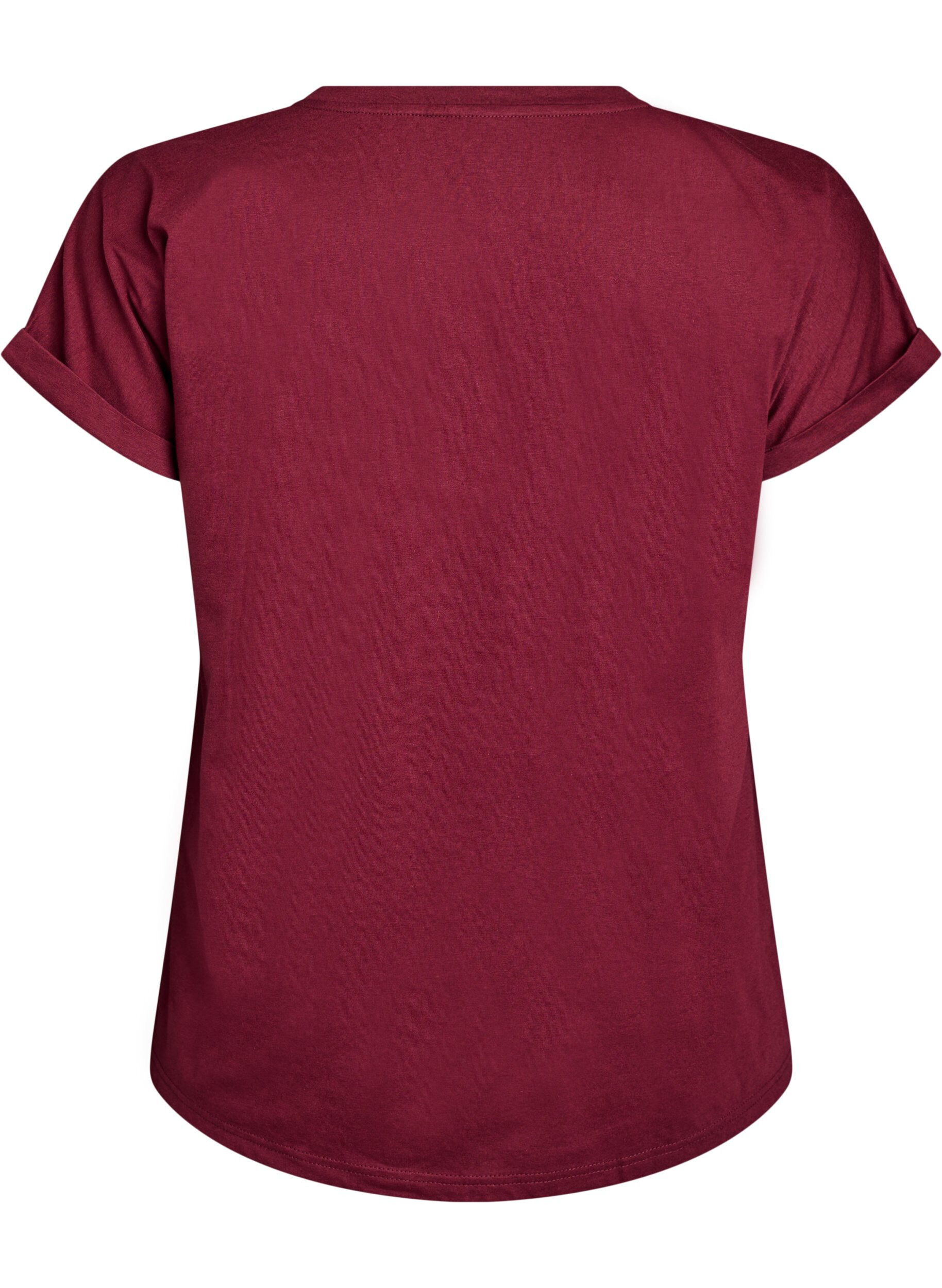 ZizzifashionShort sleeve cotton blend T-shirt, Dark Bordeaux, Packshot image number 1