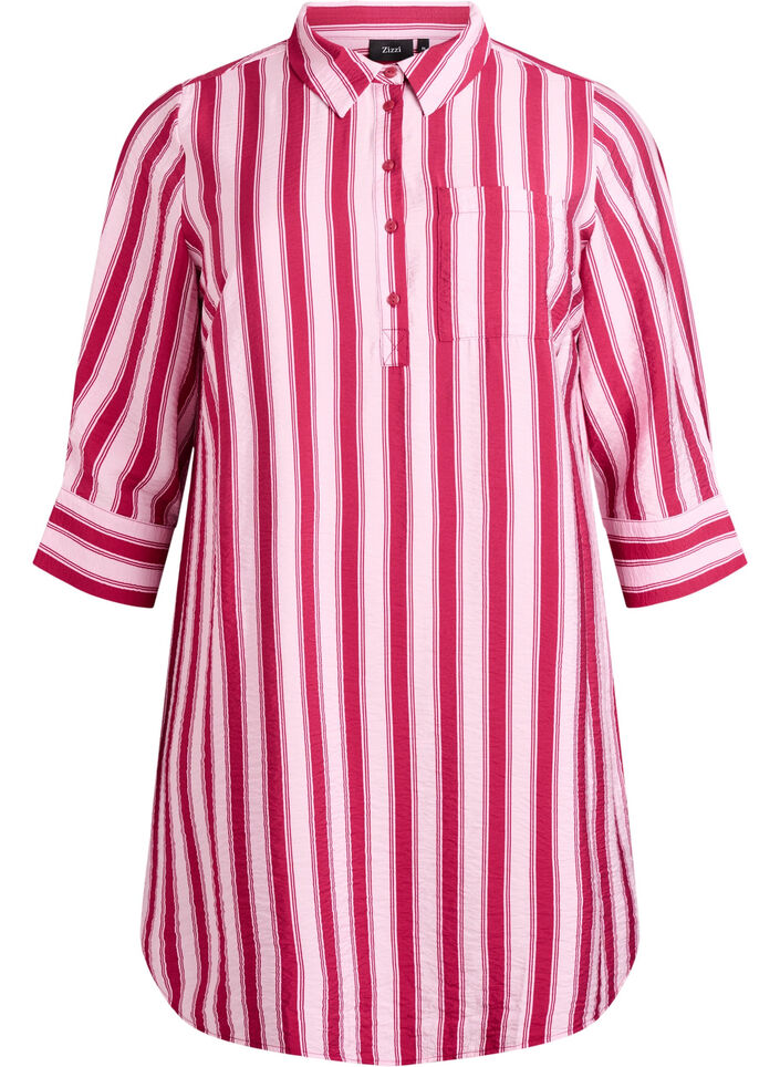 Short dress with collar and chest pocket, Pink, Packshot image number 0