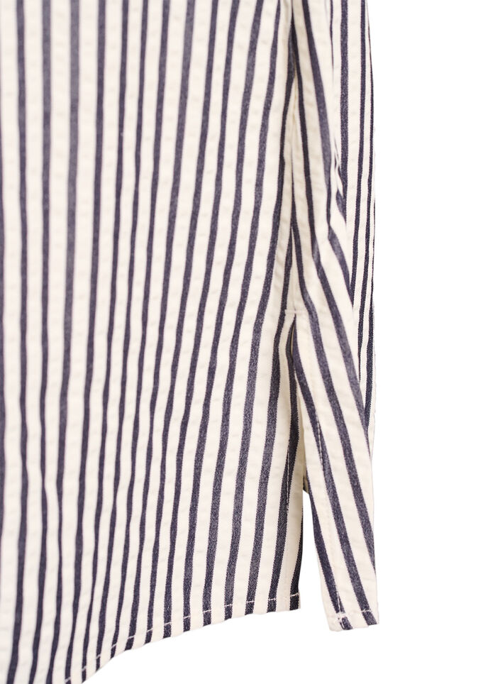 Long striped shirt with button detail on the back, Black, Packshot image number 3