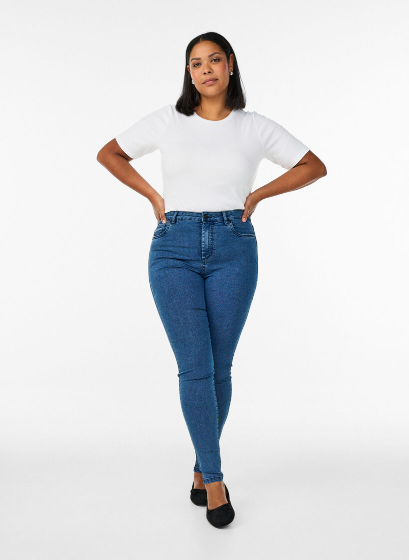 Amy high-waisted super slim fit jeans, Blue, Model image number 0