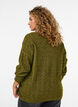 Knitted blouse with cable knit and V-neck, Green, Model image number 2