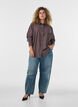 Viscose shirt with golden buttons, Brown, Model image number 1