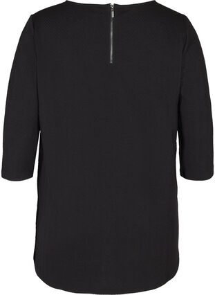 Textured blouse with 3/4 length sleeves, Black, Packshot image number 1