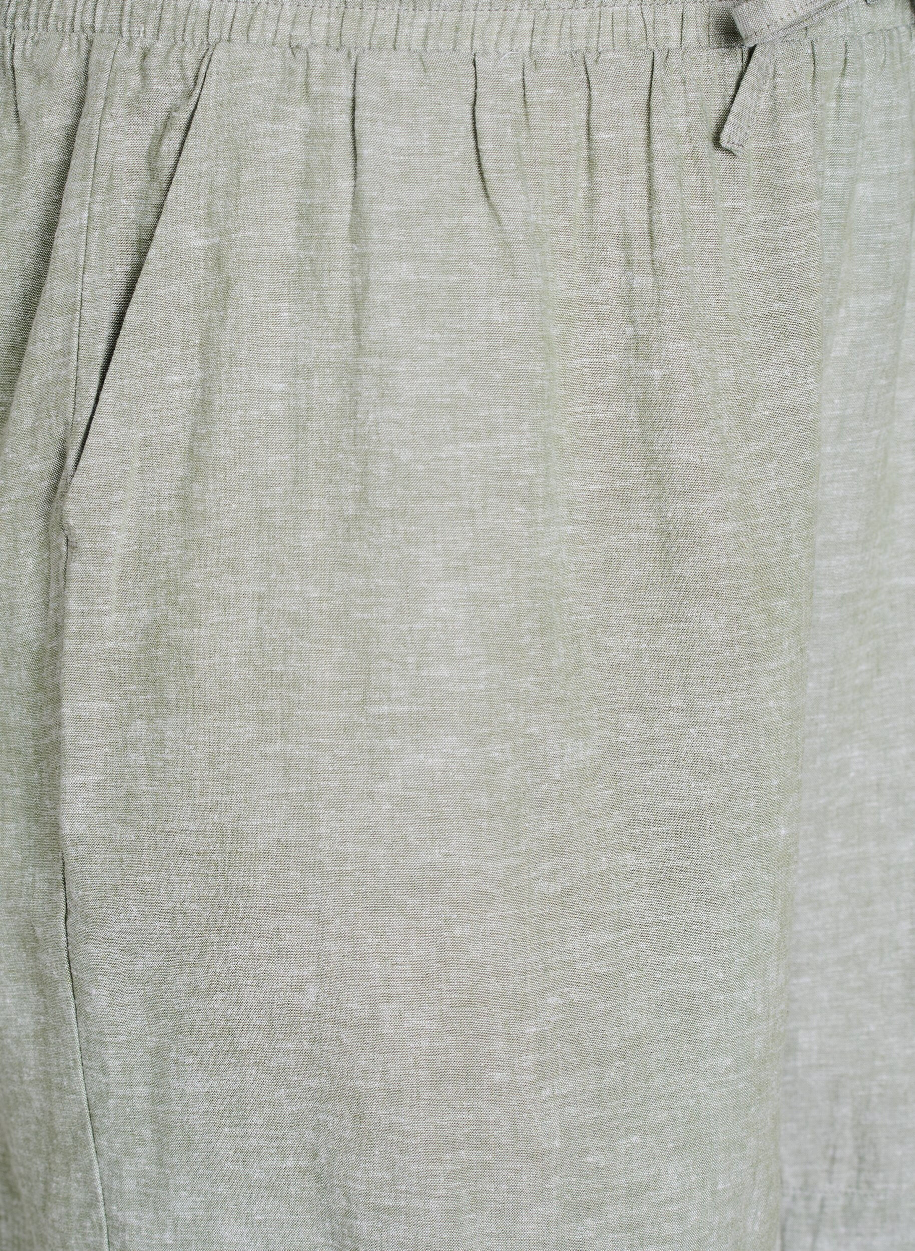Zizzifashion Loose shorts in linen and viscose, Green, Packshot image number 2
