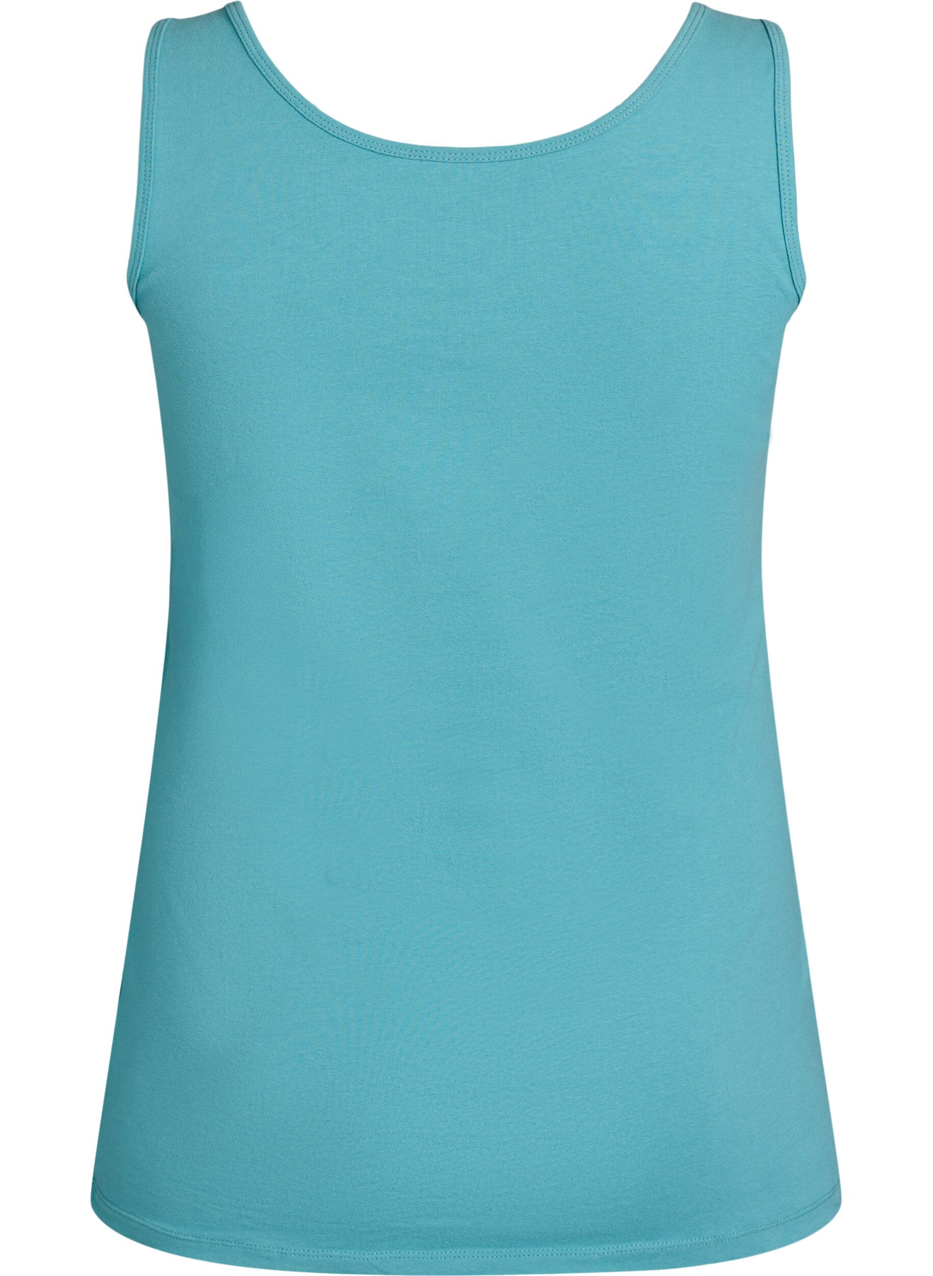 Zizzifashion Solid color basic top in cotton, Blue, Packshot image number 1