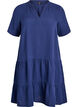 Short A-line dress in cotton muslin, Blue, Packshot image number 0