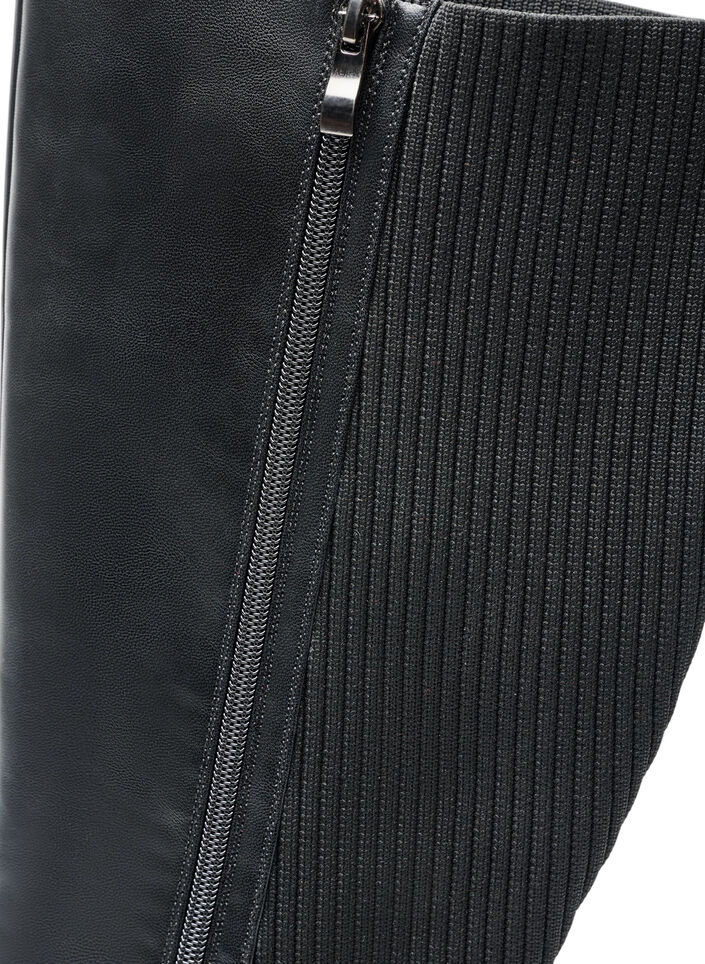 Long boot with rib panels, Black, Packshot image number 4