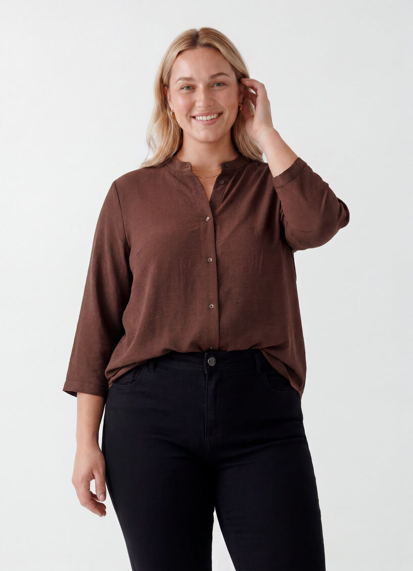 Tunic with 3/4 sleeves, Brown, Model image number 0