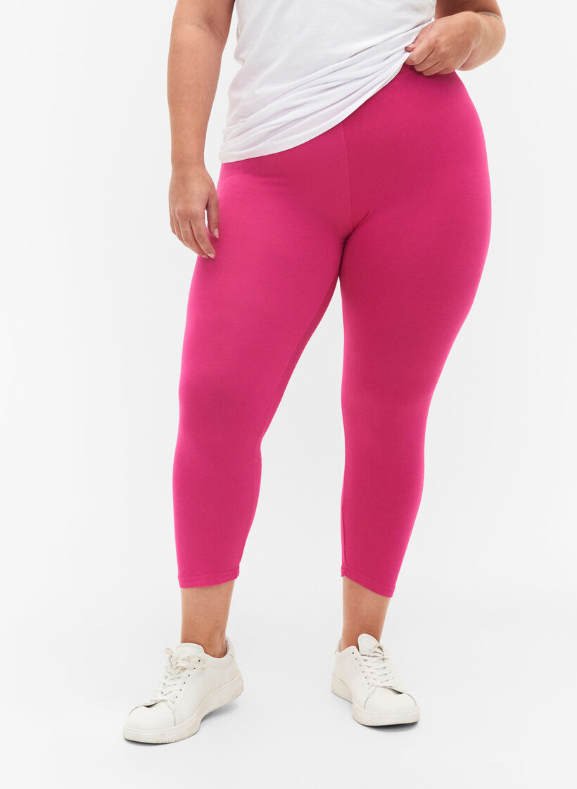 Basic 3/4 leggings in viscose, Pink, Model image number 0