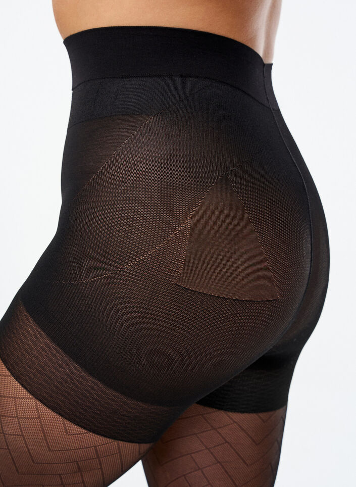 Push-up tights 50 denier with pattern, Black, Packshot image number 2