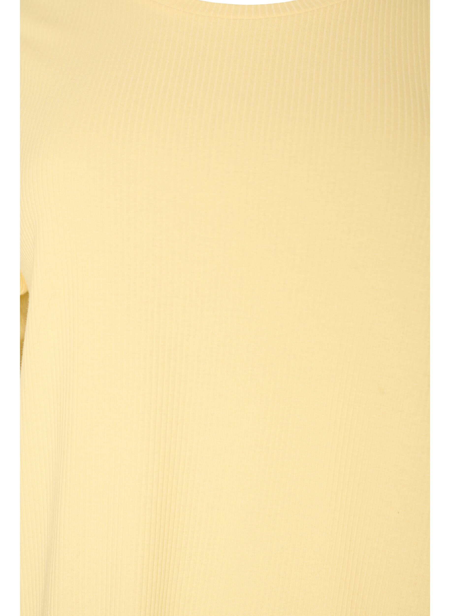 Zizzifashion Ribbed jersey blouse with short sleeves, Yellow, Packshot image number 2