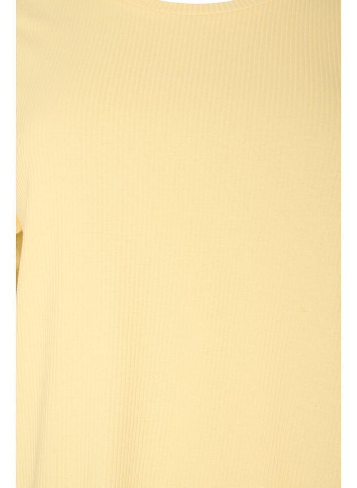 Ribbed jersey blouse with short sleeves, Yellow, Packshot image number 2