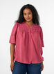 Viscose blouse with pintucks and balloon effect, Rose, Model image number 0