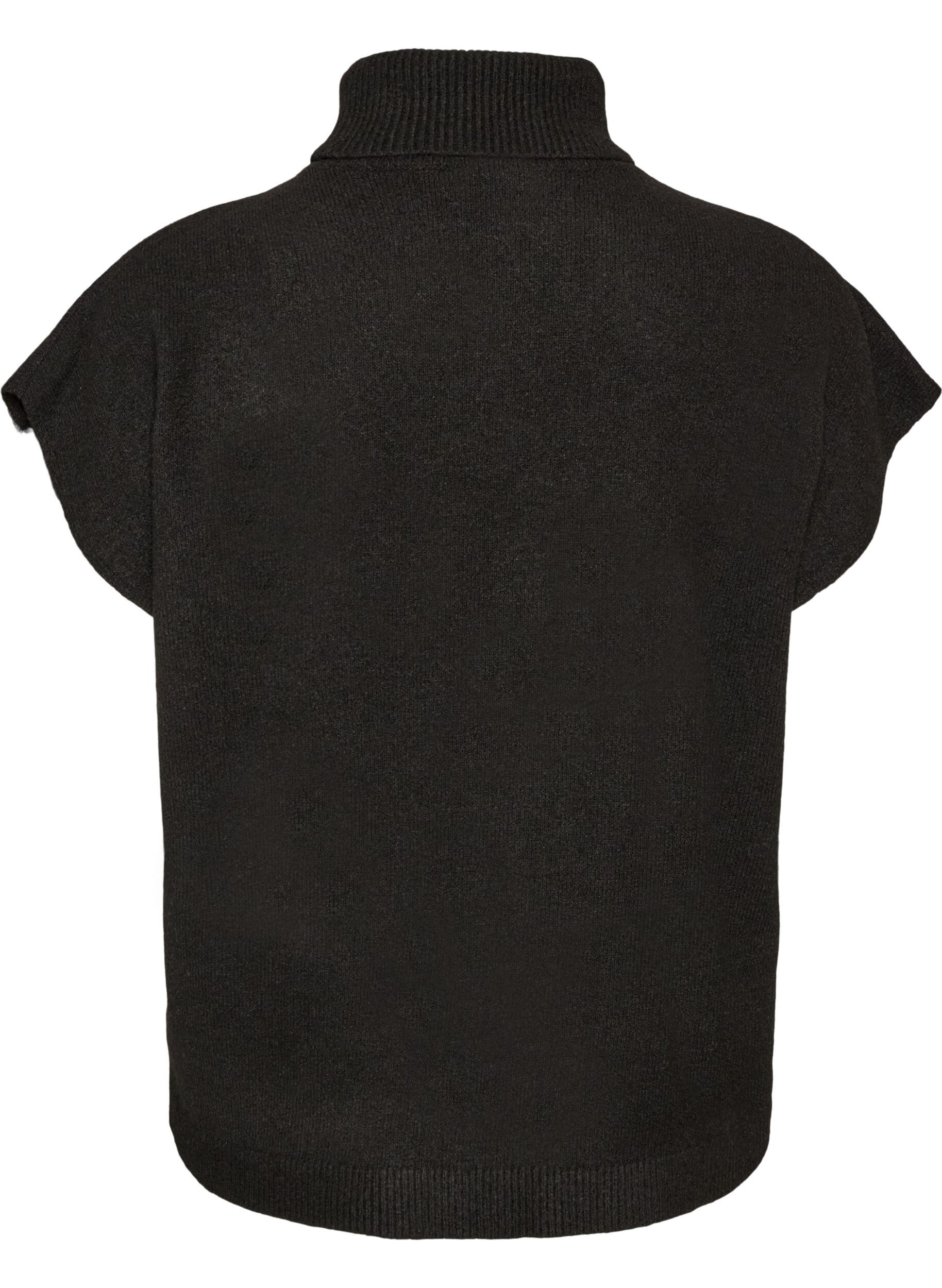 ZizzifashionKnitted vest with turtleneck, Black, Packshot image number 1