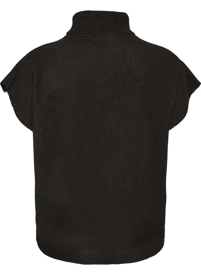 Knitted vest with turtleneck, Black, Packshot image number 1