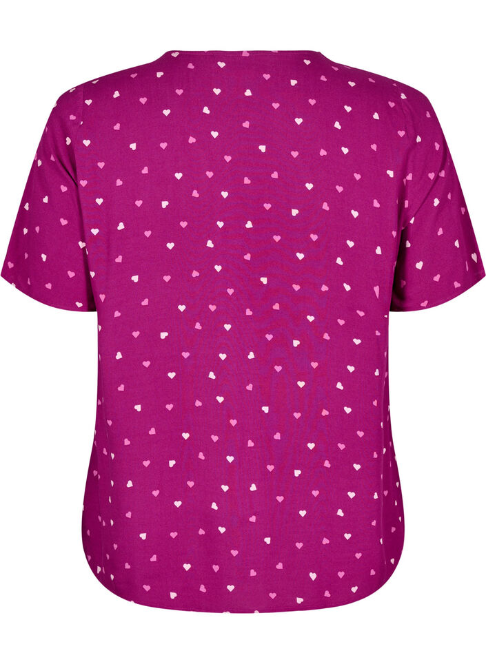 Viscose nightshirt with heart print, Red, Packshot image number 1