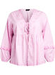 Striped blouse with open front and embroidery details, Pink, Packshot image number 0