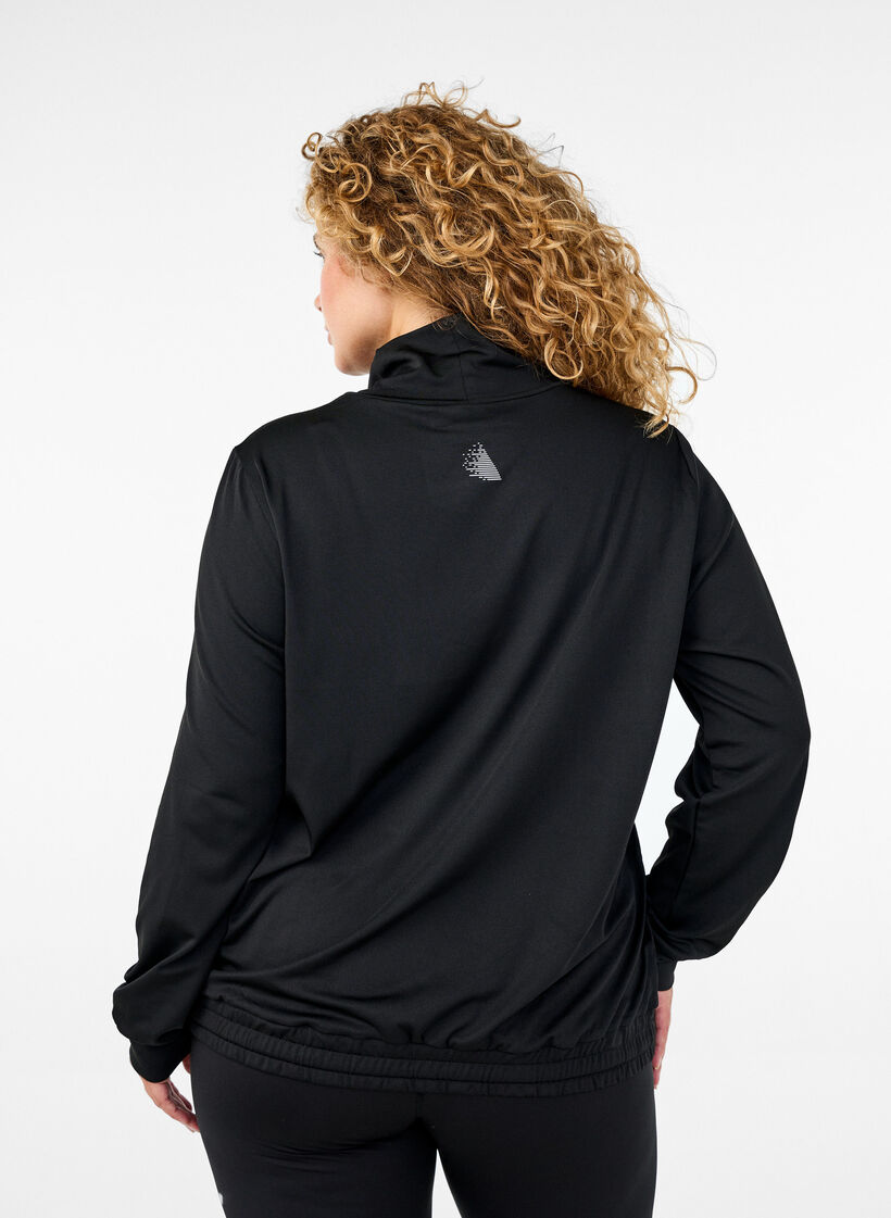 High-neck workout top, Black, Model image number 1