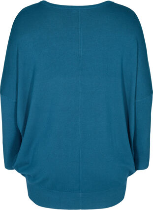 Knitted jumper with round neckline, Petrol, Packshot image number 1