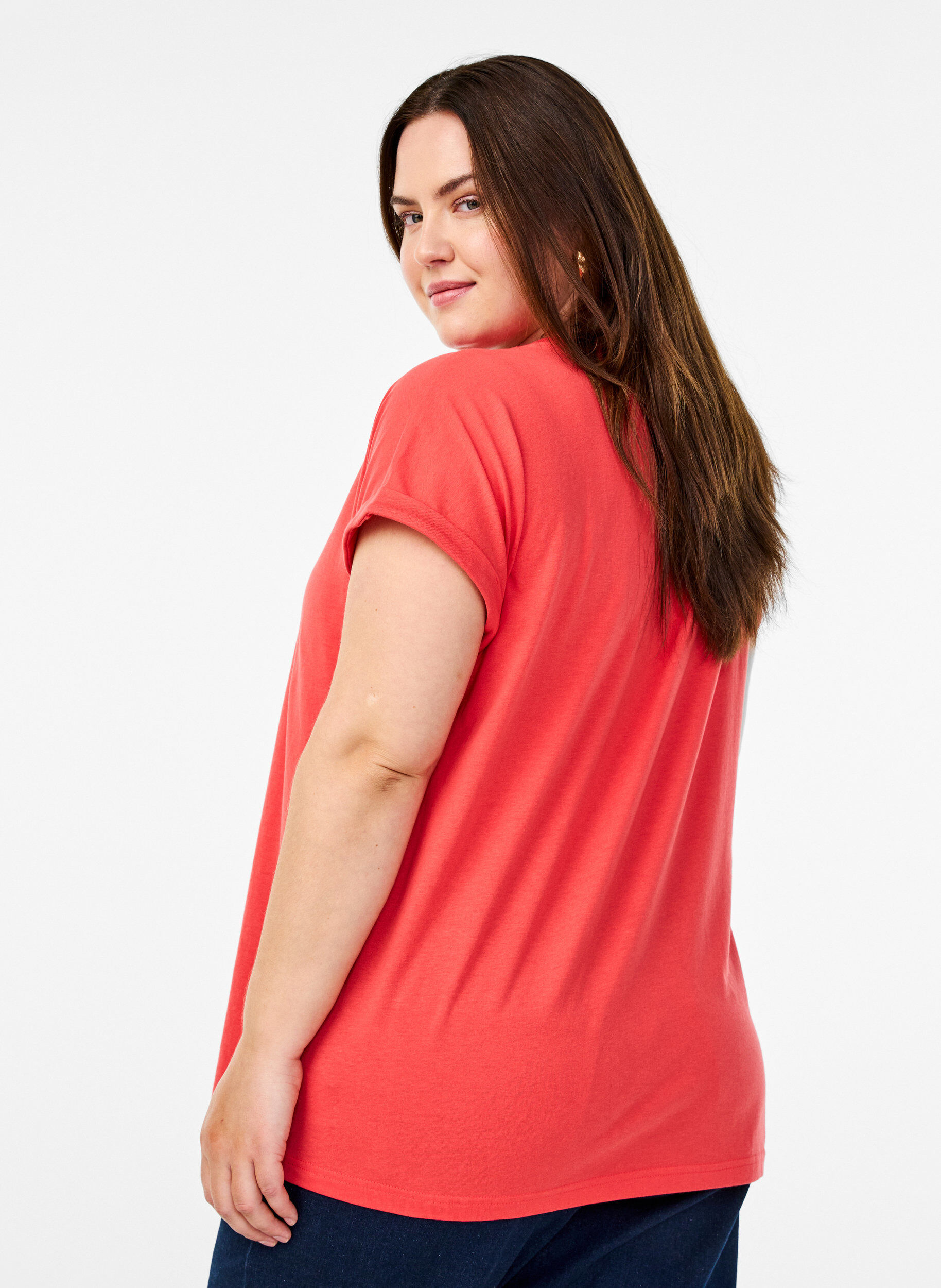 Zizzifashion Short sleeve cotton blend T-shirt, Red, Model image number 2