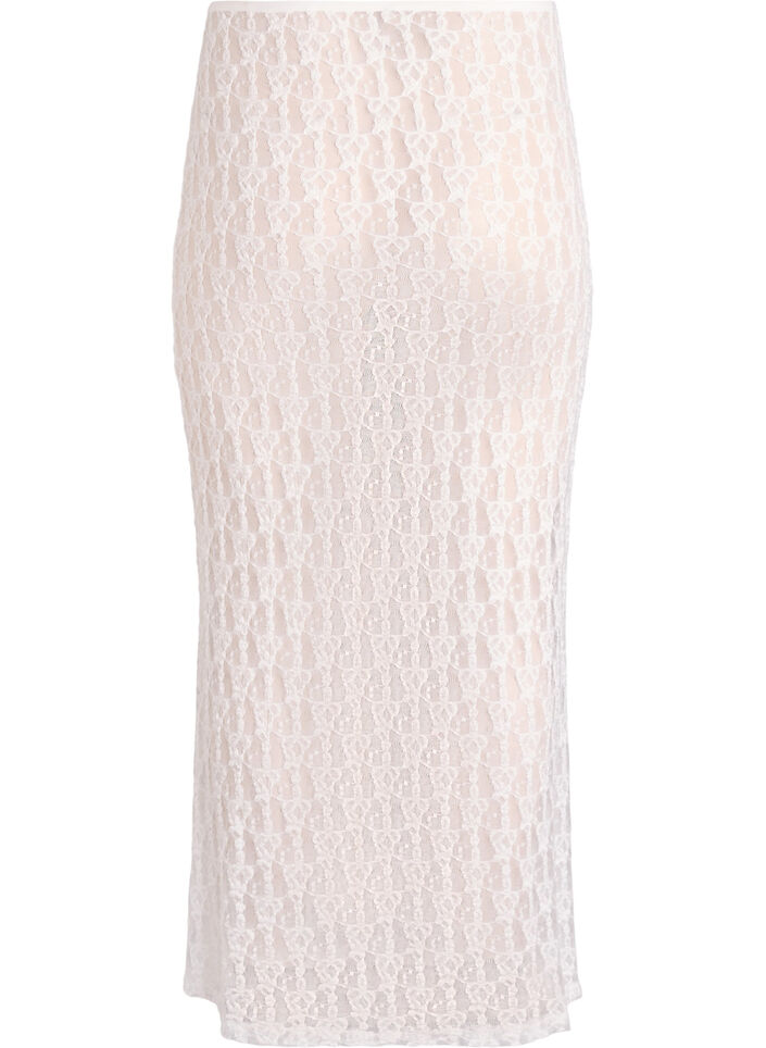 Long sheer lace skirt, White, Packshot