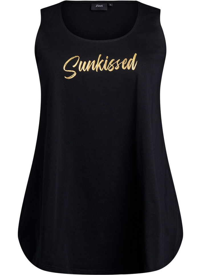 Cotton top with a-shape, Black, Packshot image number 0