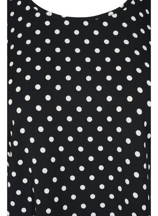 Blouse with short sleeves and a round neckline, Black w White Dot, Packshot image number 2