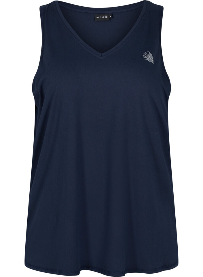 Workout top with v-neck, Blue, Packshot image number 0