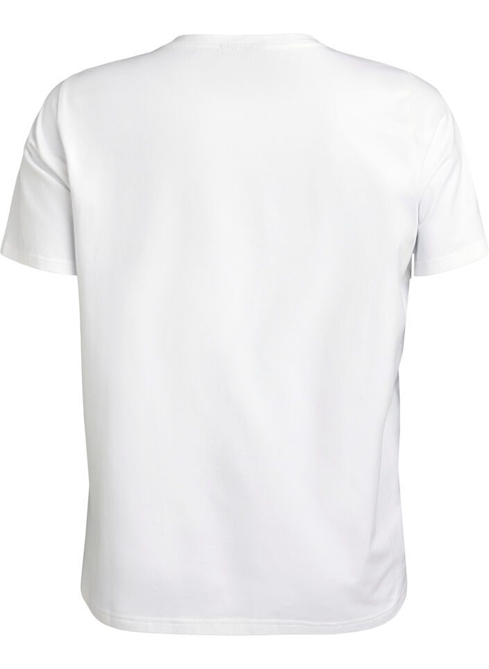 T-shirt in organic cotton with floral print, B. White w. EMB, Packshot image number 1