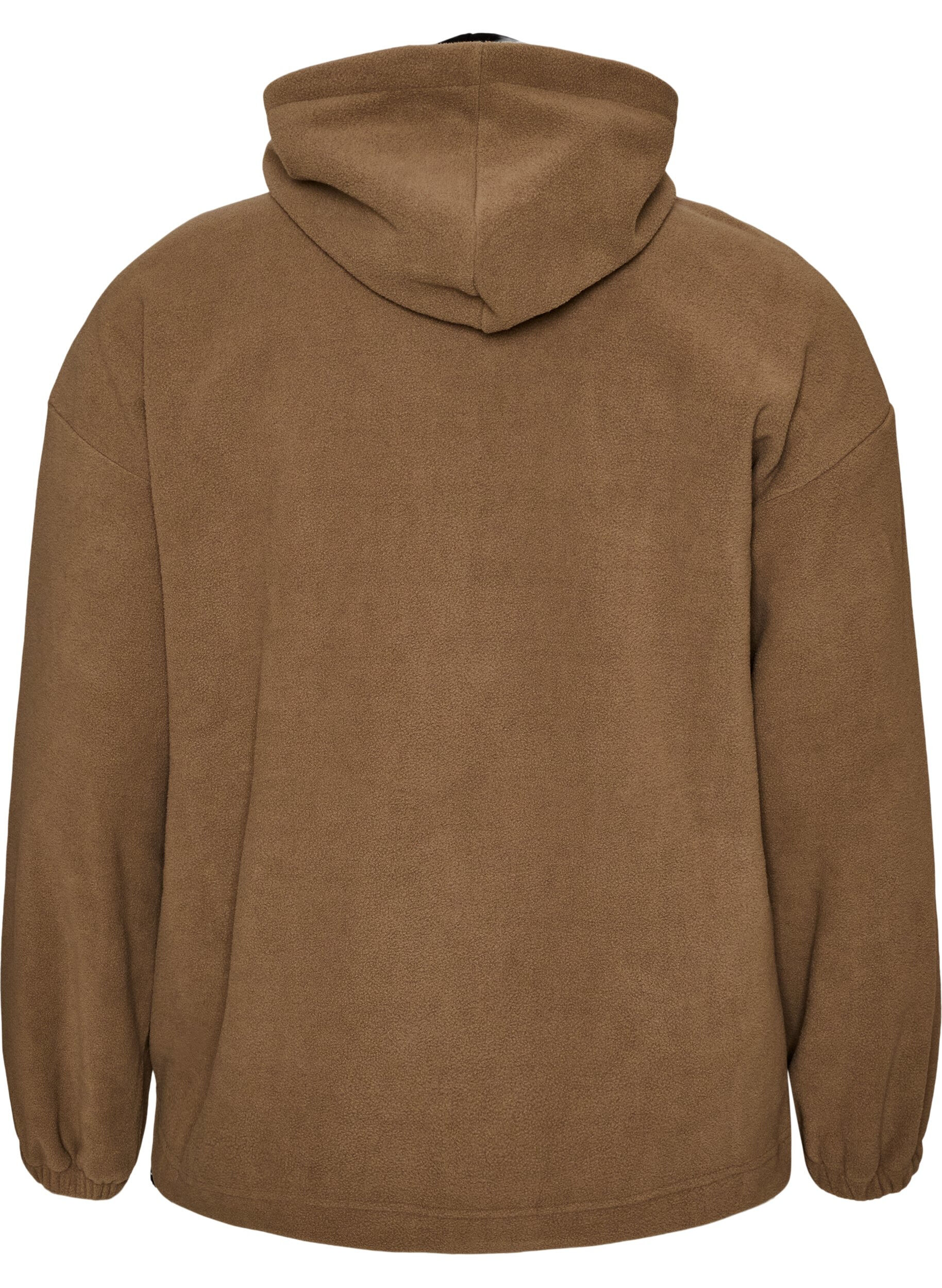 ZizzifashionFleece anorak with hood and contrast panel, Brown, Packshot image number 1
