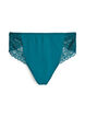 Microfiber thong with lace and regular waist, Green, Packshot image number 0
