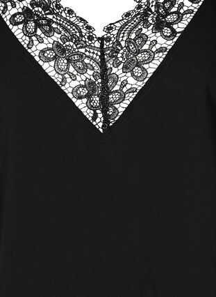 Sleeveless top with v-neck and lace, Black, Packshot image number 2